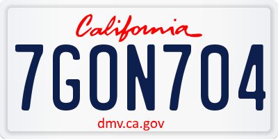 CA license plate 7GON704