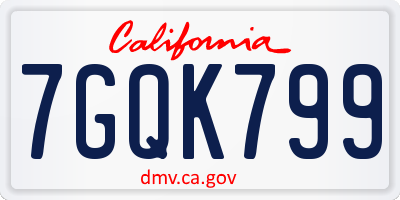 CA license plate 7GQK799