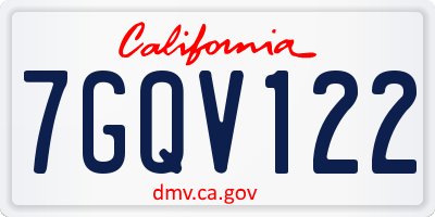 CA license plate 7GQV122