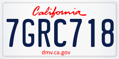 CA license plate 7GRC718