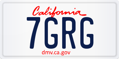 CA license plate 7GRG