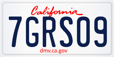 CA license plate 7GRS09