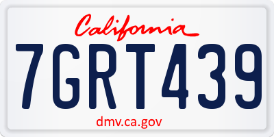 CA license plate 7GRT439