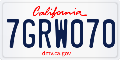 CA license plate 7GRW070