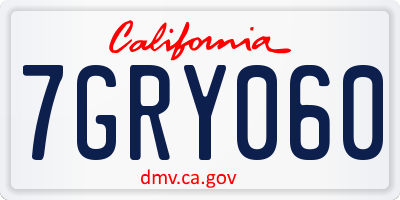 CA license plate 7GRY060