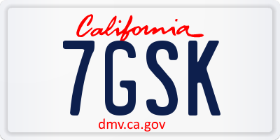 CA license plate 7GSK