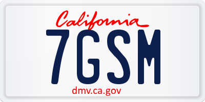 CA license plate 7GSM