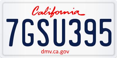 CA license plate 7GSU395