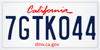 CA license plate 7GTK044