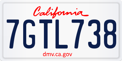 CA license plate 7GTL738