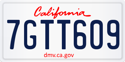 CA license plate 7GTT609