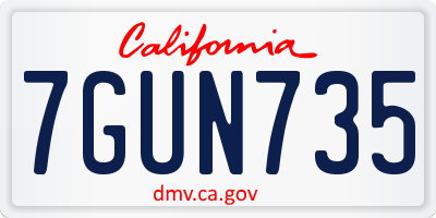 CA license plate 7GUN735