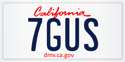 CA license plate 7GUS