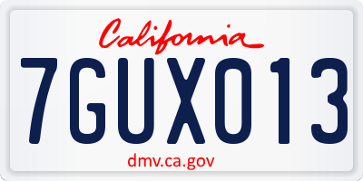 CA license plate 7GUX013