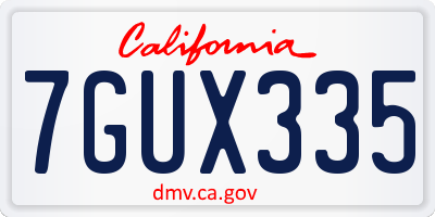 CA license plate 7GUX335