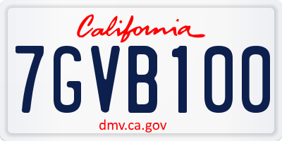 CA license plate 7GVB100
