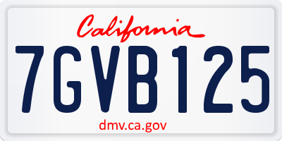 CA license plate 7GVB125