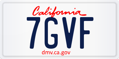 CA license plate 7GVF