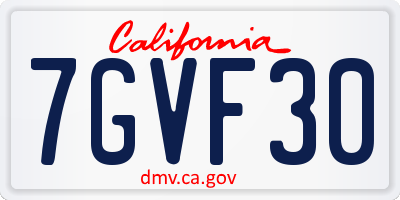 CA license plate 7GVF30