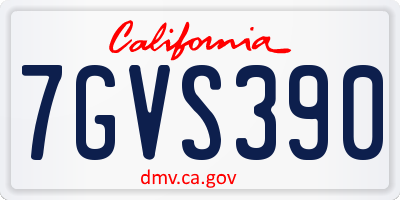 CA license plate 7GVS390