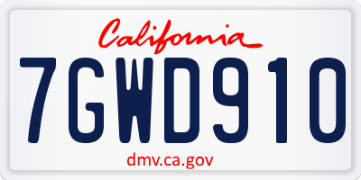 CA license plate 7GWD910