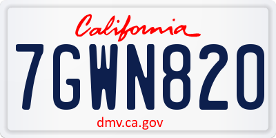 CA license plate 7GWN820
