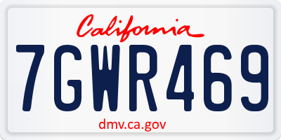 CA license plate 7GWR469