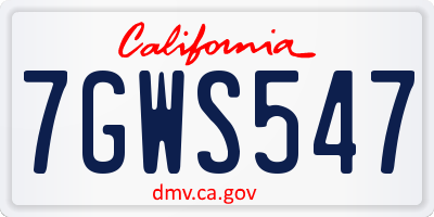 CA license plate 7GWS547