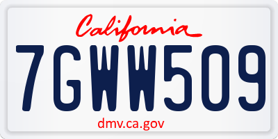 CA license plate 7GWW509