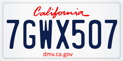 CA license plate 7GWX507