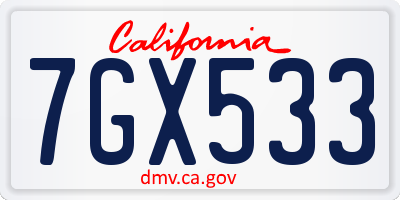 CA license plate 7GX533