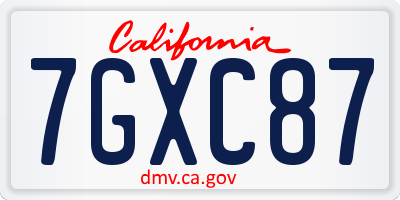 CA license plate 7GXC87