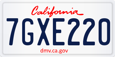 CA license plate 7GXE220