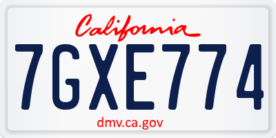 CA license plate 7GXE774