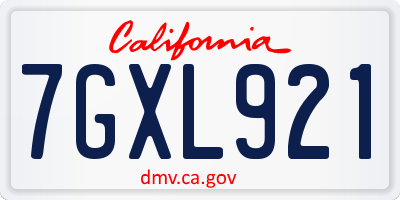 CA license plate 7GXL921
