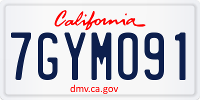 CA license plate 7GYMO91