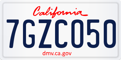 CA license plate 7GZCO50