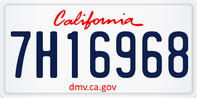 CA license plate 7H16968