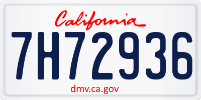 CA license plate 7H72936