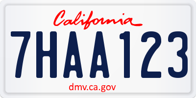 CA license plate 7HAA123