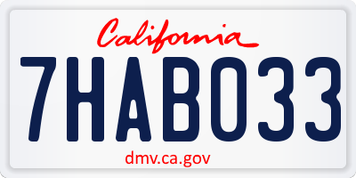 CA license plate 7HAB033