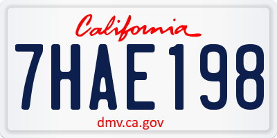 CA license plate 7HAE198