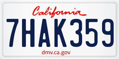 CA license plate 7HAK359