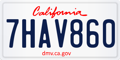 CA license plate 7HAV860