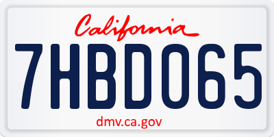 CA license plate 7HBD065