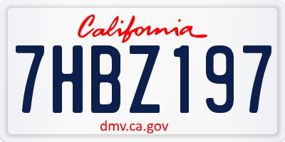 CA license plate 7HBZ197