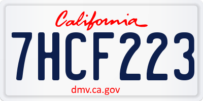 CA license plate 7HCF223