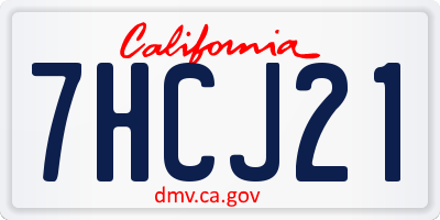 CA license plate 7HCJ21