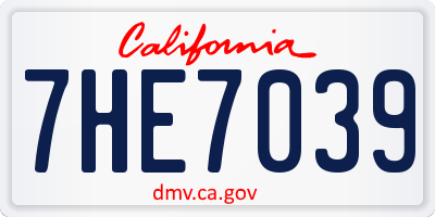 CA license plate 7HE7039