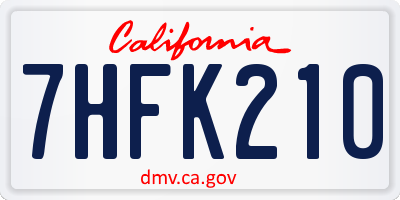 CA license plate 7HFK210